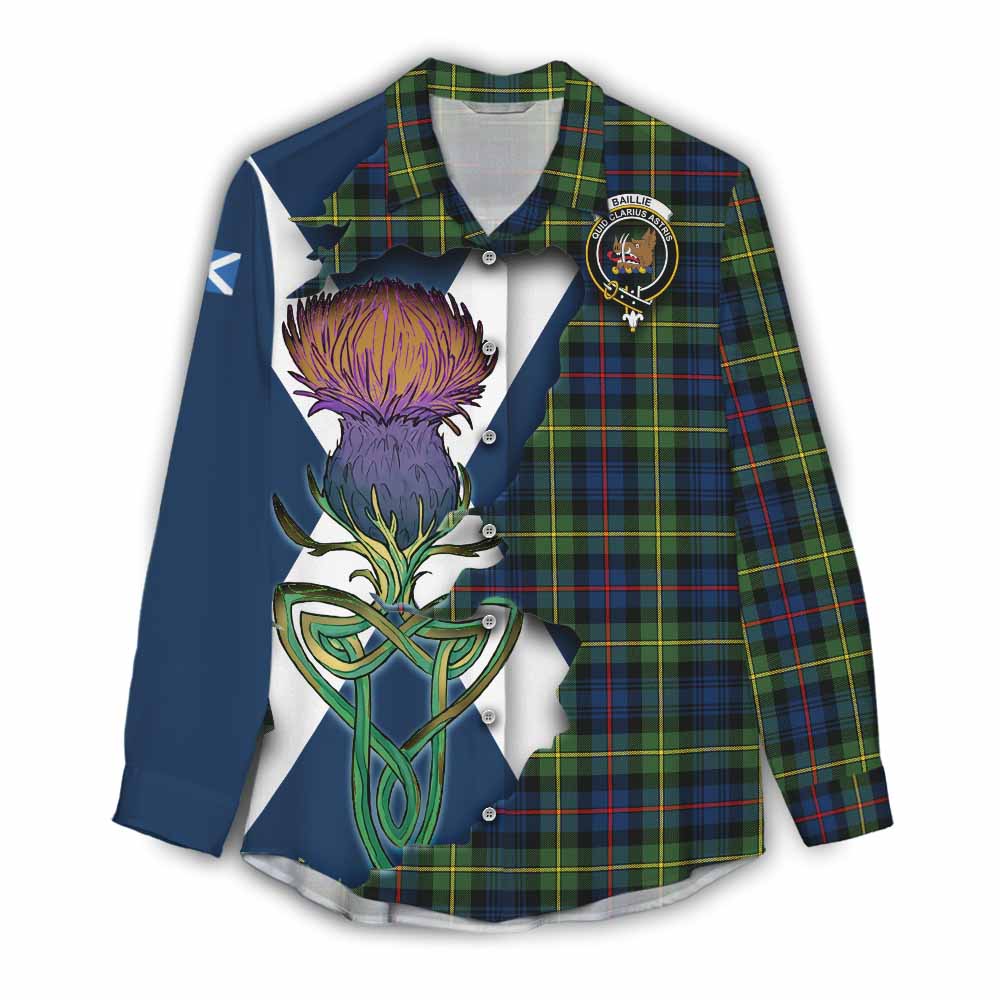 Baillie (Bailey) Tartan Family Crest Women's Casual Shirt Scottish Thistle Celtic Inspired Female - Tartan Vibes Clothing