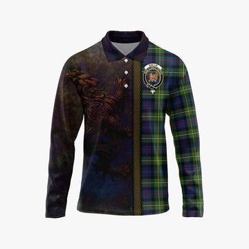 Baillie (Bailey) Tartan Family Crest Long Sleeve Polo Shirt Alba Gu Brath Be Brave Lion Ancient Style Unisex - Tartan Vibes Clothing