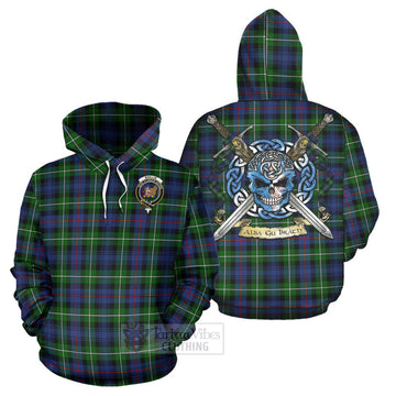 Baillie (Bailey) Tartan Hoodie with Family Crest Celtic Skull Style