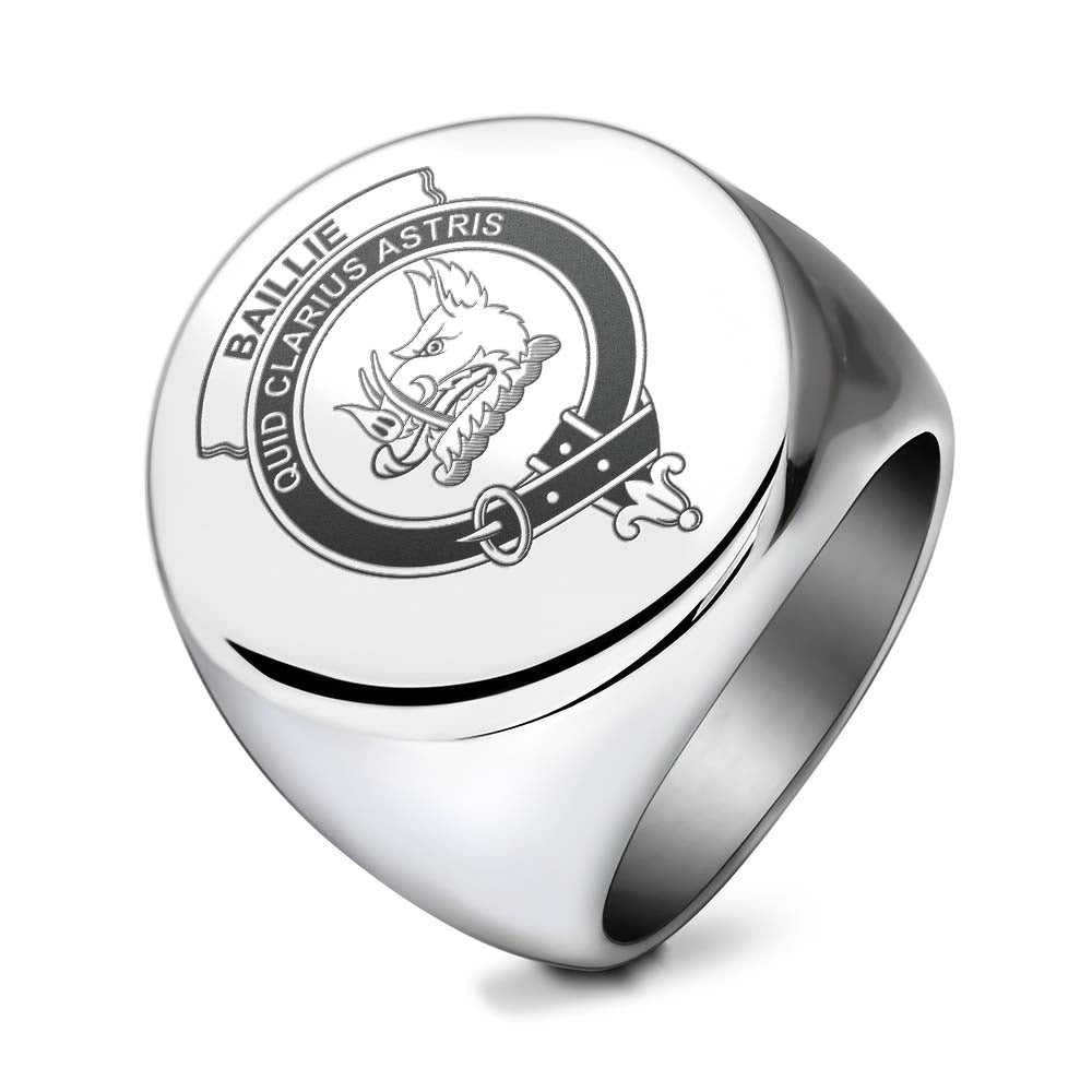 Tartan Vibes Clothing Baillie (Bailey) Clan Crest Engraved Ring