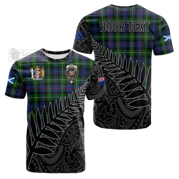 Baillie (Bailey) Crest Tartan Cotton T-shirt with New Zealand Silver Fern Half Style Kid's Shirt - Tartan Vibes Clothing