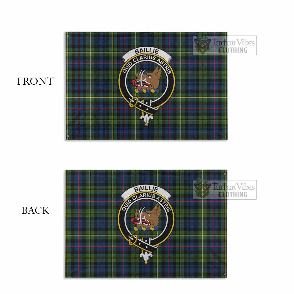 Tartan Vibes Clothing Baillie (Bailey) Tartan House Flag with Family Crest