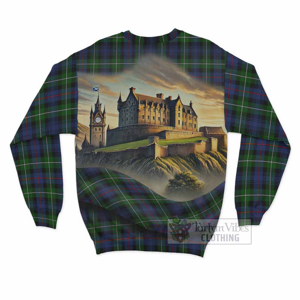 Baillie (Bailey) Tartan Family Crest Sweatshirt with Scottish Ancient Castle Style - Tartan Vibes Clothing