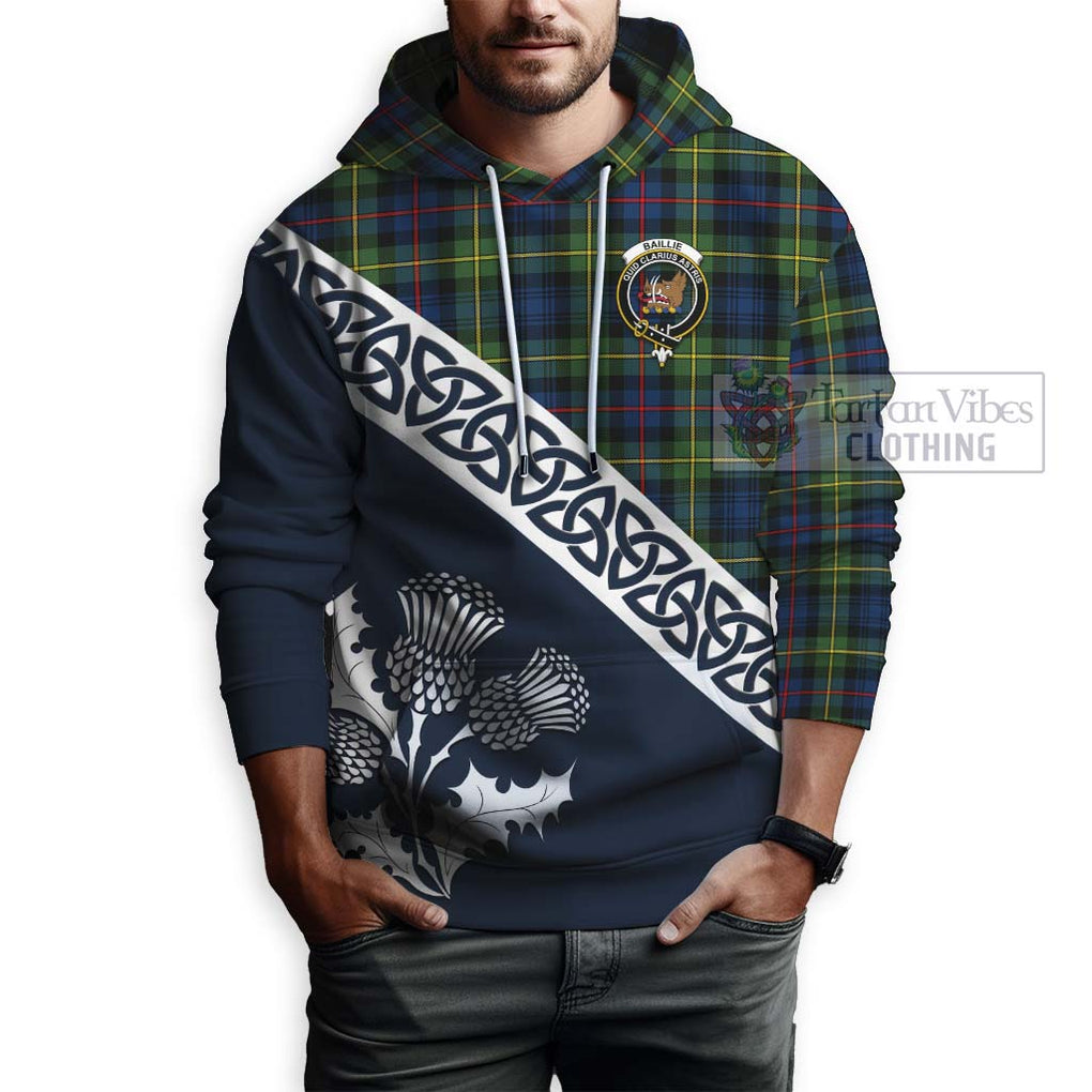 Tartan Vibes Clothing Baillie (Bailey) Tartan Hoodie Featuring Thistle and Scotland Map