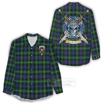 Baillie (Bailey) Tartan Women's Casual Shirt with Family Crest Celtic Skull Style