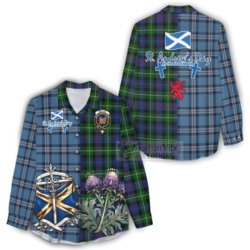 Baillie (Bailey) Tartan Women's Casual Shirt Happy St. Andrew's Day Half Tartan Style