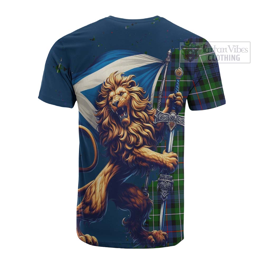 Tartan Vibes Clothing Baillie (Bailey) Tartan Family Crest Cotton T-shirt with Scottish Majestic Lion