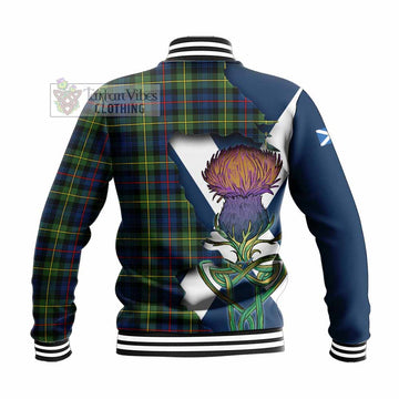 Baillie (Bailey) Tartan Family Crest Baseball Jacket Scottish Thistle Celtic Inspired - Tartan Vibes Clothing