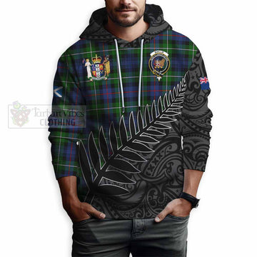 Baillie (Bailey) Crest Tartan Hoodie with New Zealand Silver Fern Half Style