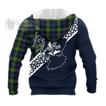 Baillie (Bailey) Tartan Knitted Hoodie Featuring Thistle and Scotland Map