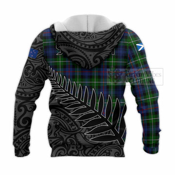 Baillie (Bailey) Crest Tartan Knitted Hoodie with New Zealand Silver Fern Half Style