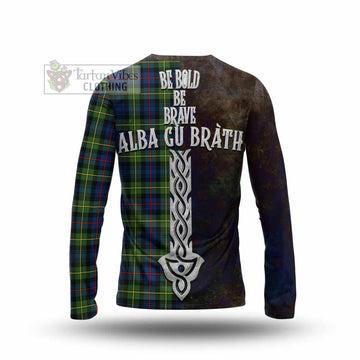 Baillie (Bailey) Tartan Family Crest Long Sleeve T-Shirt Alba Gu Brath Be Brave Lion Ancient Style - Tartan Vibes Clothing