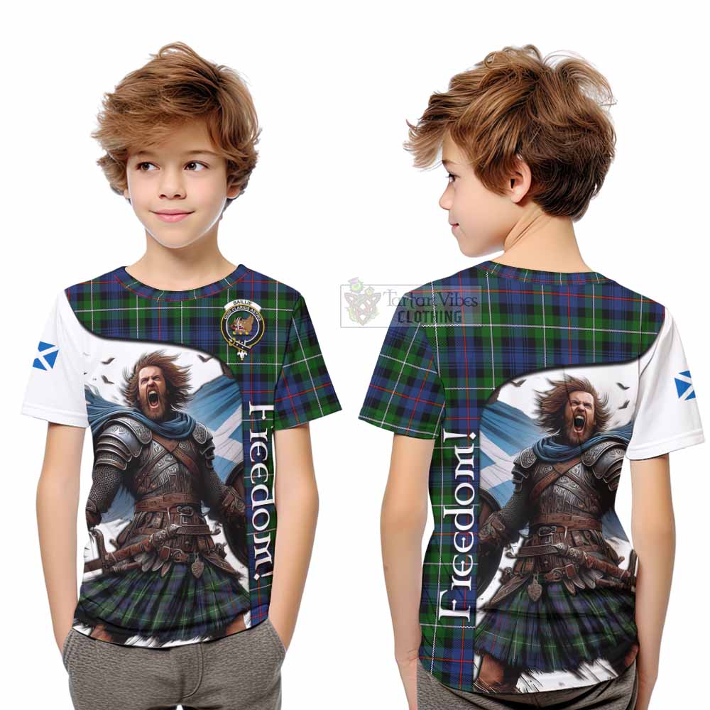 Tartan Vibes Clothing Baillie (Bailey) Crest Tartan Kid T-Shirt Inspired by the Freedom of Scottish Warrior