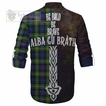 Baillie (Bailey) Tartan Family Crest Ghillie Kilt Shirt Alba Gu Brath Be Brave Lion Ancient Style - Tartan Vibes Clothing