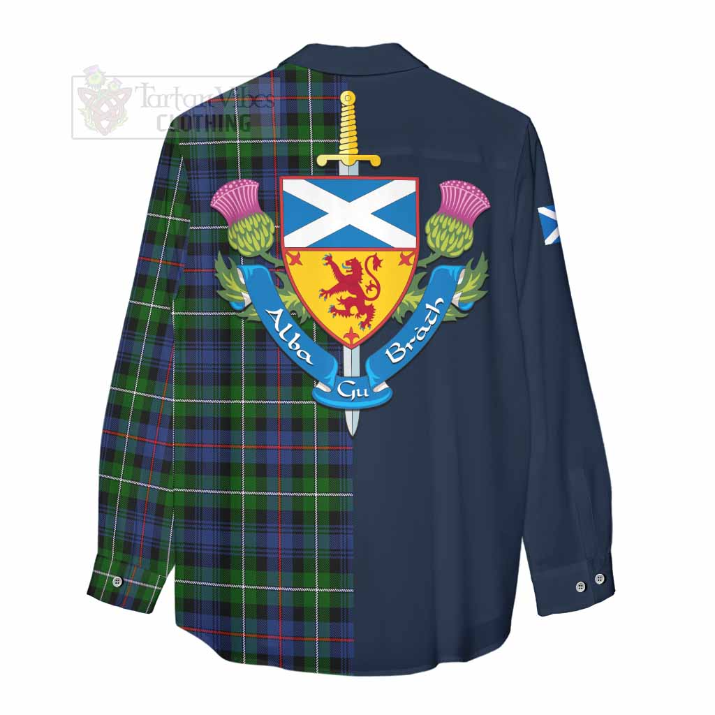 Tartan Vibes Clothing Baillie (Bailey) Tartan Women's Casual Shirt Alba with Scottish Lion Royal Arm Half Style