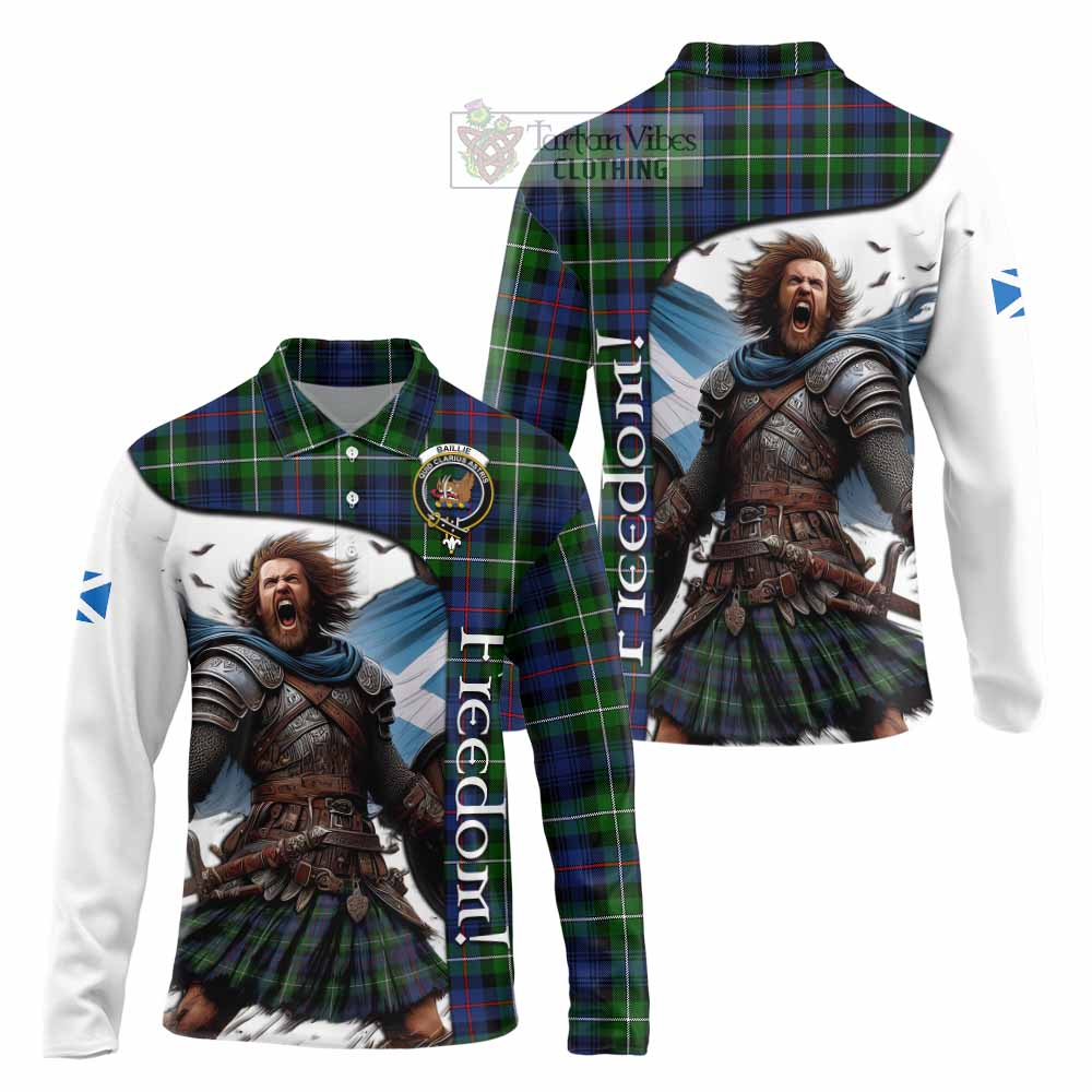 Tartan Vibes Clothing Baillie (Bailey) Crest Tartan Long Sleeve Polo Shirt Inspired by the Freedom of Scottish Warrior