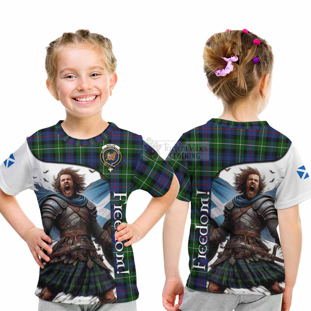 Tartan Vibes Clothing Baillie (Bailey) Crest Tartan Kid T-Shirt Inspired by the Freedom of Scottish Warrior