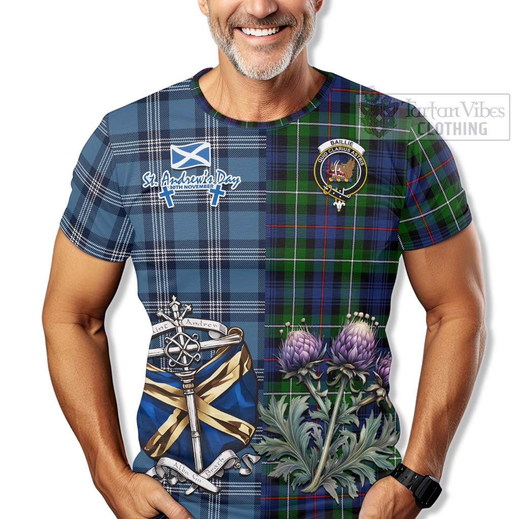 Tartan Vibes Clothing Baillie (Bailey) Tartan T-Shirt Happy St. Andrew's Day Half Tartan Style