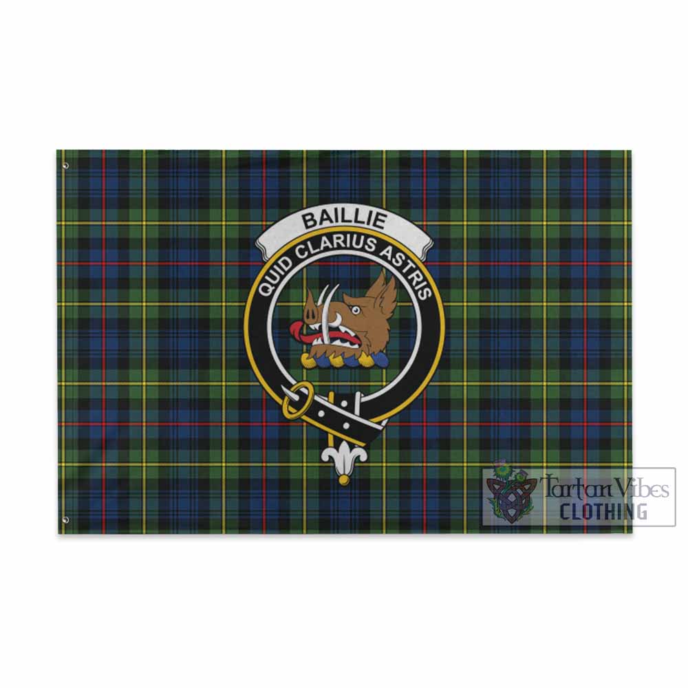 Tartan Vibes Clothing Baillie (Bailey) Tartan House Flag with Family Crest