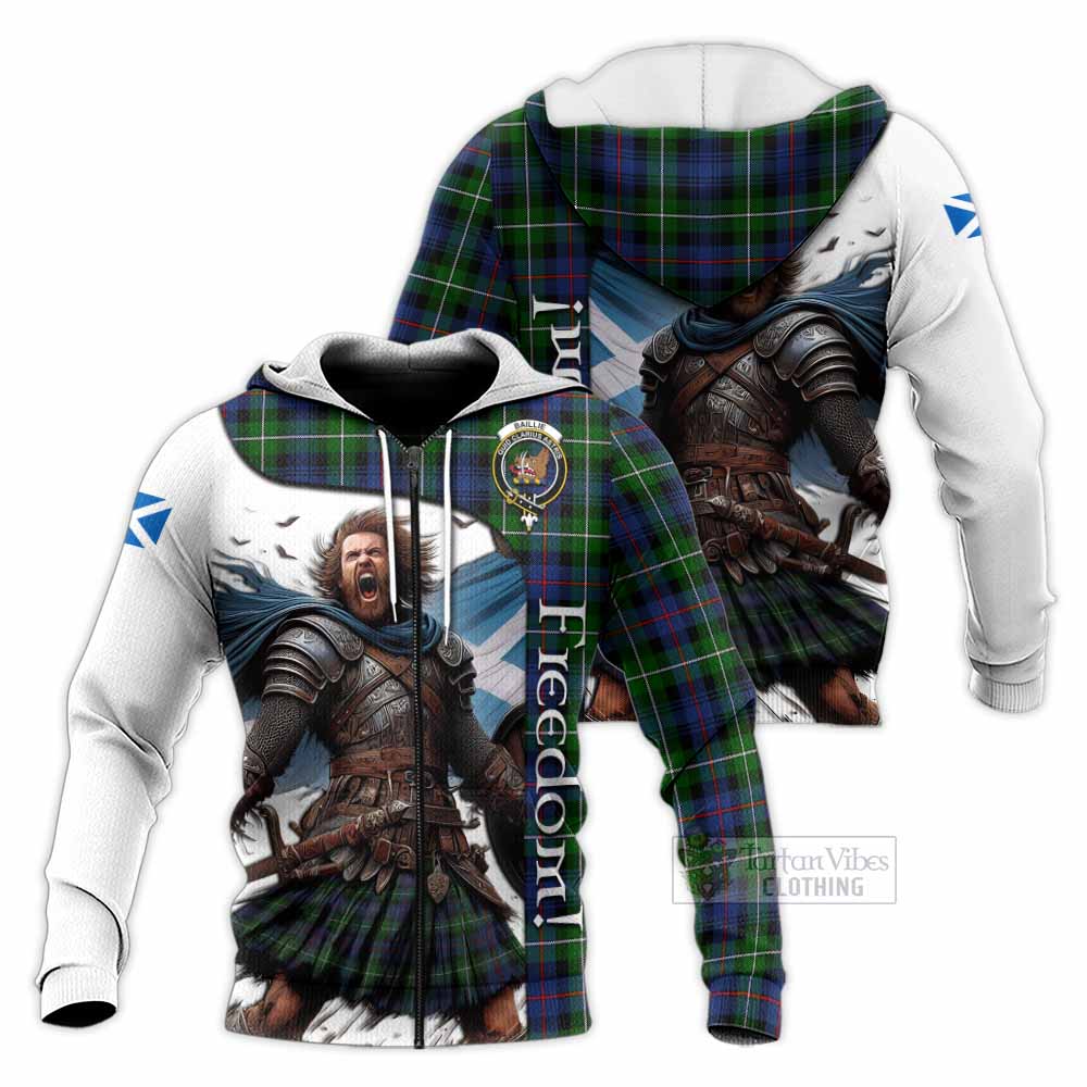 Tartan Vibes Clothing Baillie (Bailey) Crest Tartan Knitted Hoodie Inspired by the Freedom of Scottish Warrior