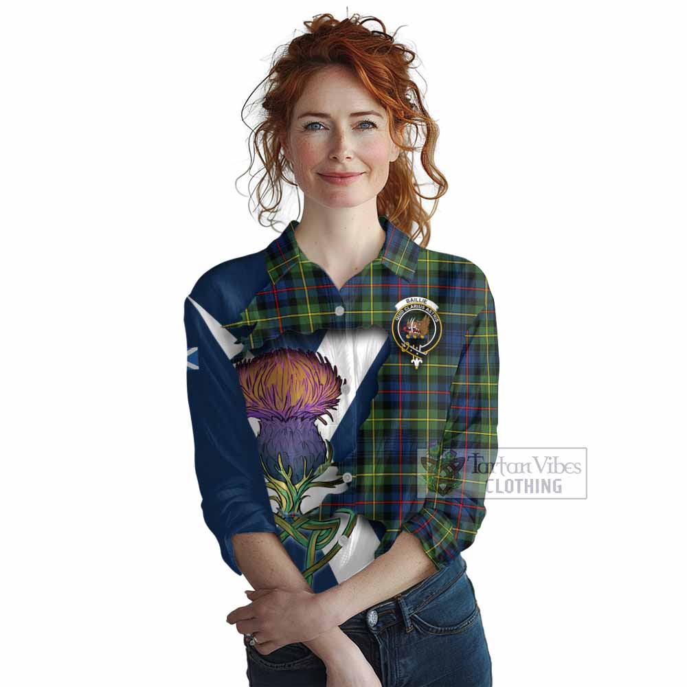 Baillie (Bailey) Tartan Family Crest Women's Casual Shirt Scottish Thistle Celtic Inspired - Tartan Vibes Clothing