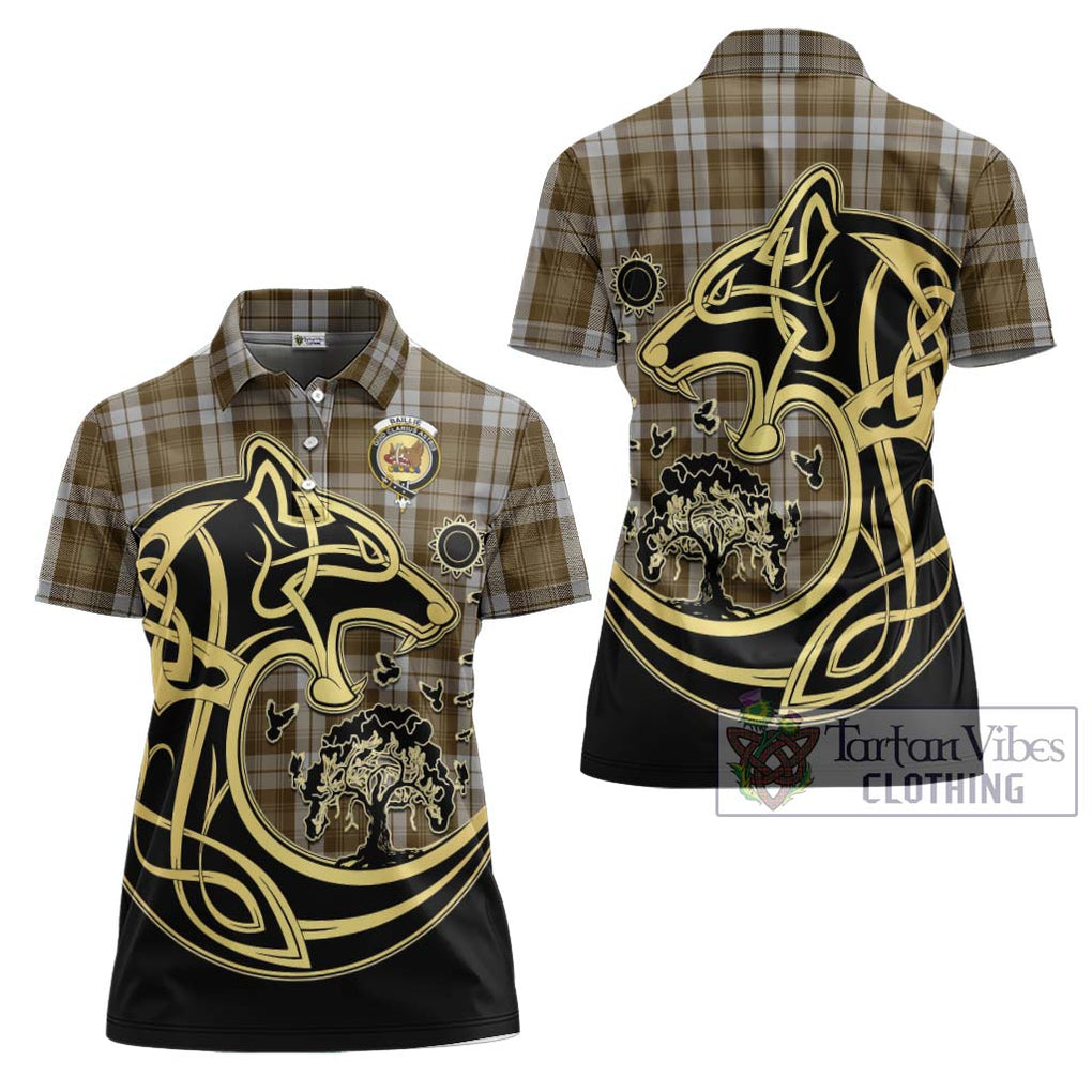 Baillie Dress Tartan Women's Polo Shirt with Family Crest Celtic Wolf Style Women - Tartanvibesclothing Shop