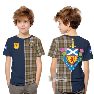 Baillie Dress Tartan Kid T-Shirt with Scottish Lion Royal Arm Half Style