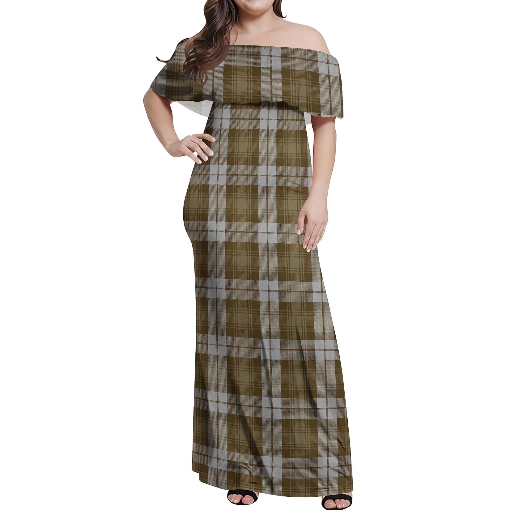 Baillie Dress Tartan Off Shoulder Long Dress Women's Dress - Tartanvibesclothing