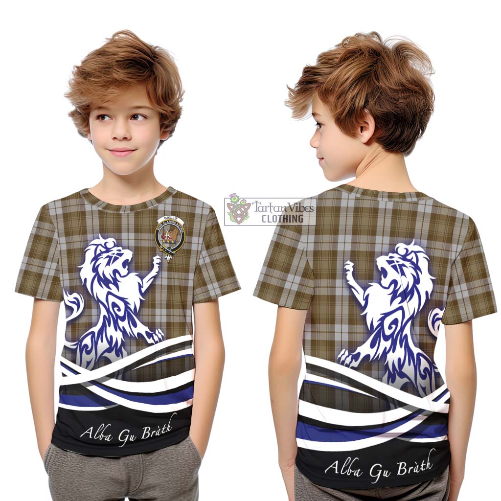 Tartan Vibes Clothing Baillie Dress Tartan Kid T-Shirt with Alba Gu Brath Regal Lion Emblem