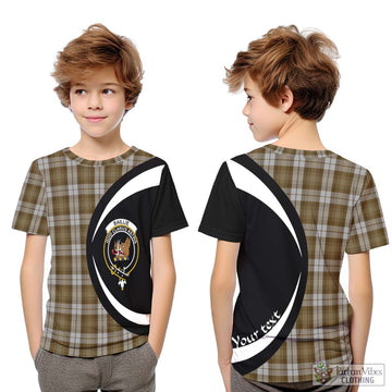 Baillie Dress Tartan Kid T-Shirt with Family Crest Circle Style