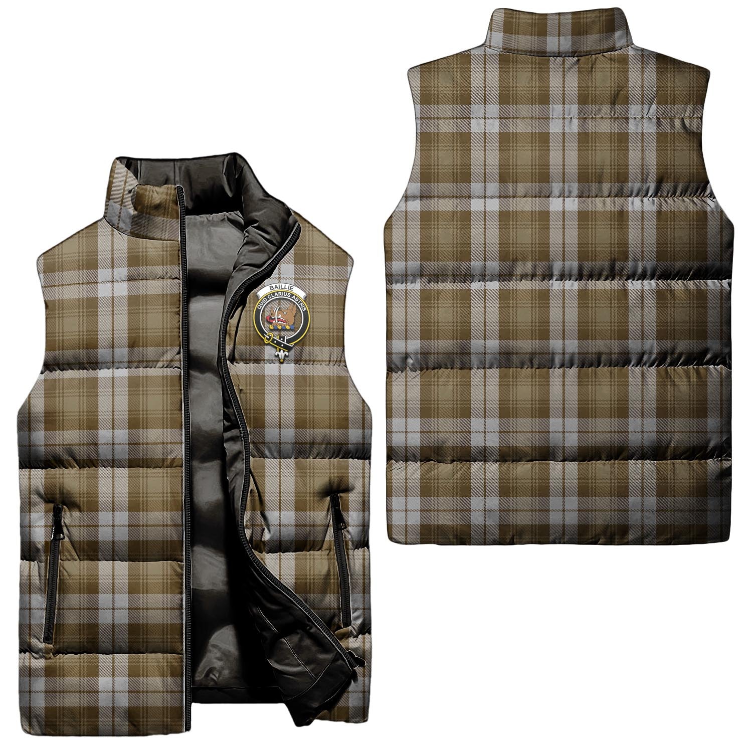 Baillie Dress Tartan Sleeveless Puffer Jacket with Family Crest Unisex - Tartanvibesclothing