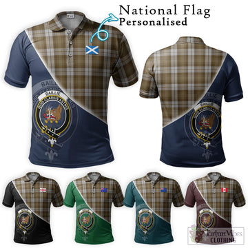 Baillie Dress Tartan Polo Shirt with Personalised National Flag and Family Crest Half Style