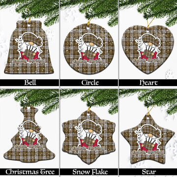 Baillie Dress Tartan Christmas Ornaments with Scottish Gnome Playing Bagpipes