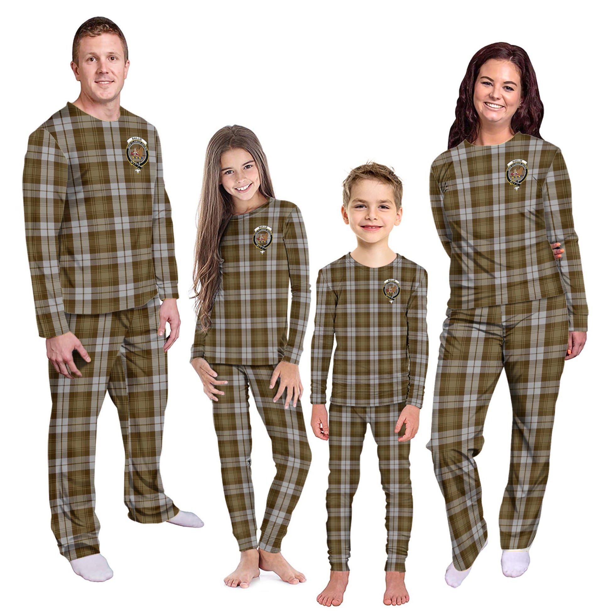 Baillie Dress Tartan Pajamas Family Set with Family Crest - Tartanvibesclothing