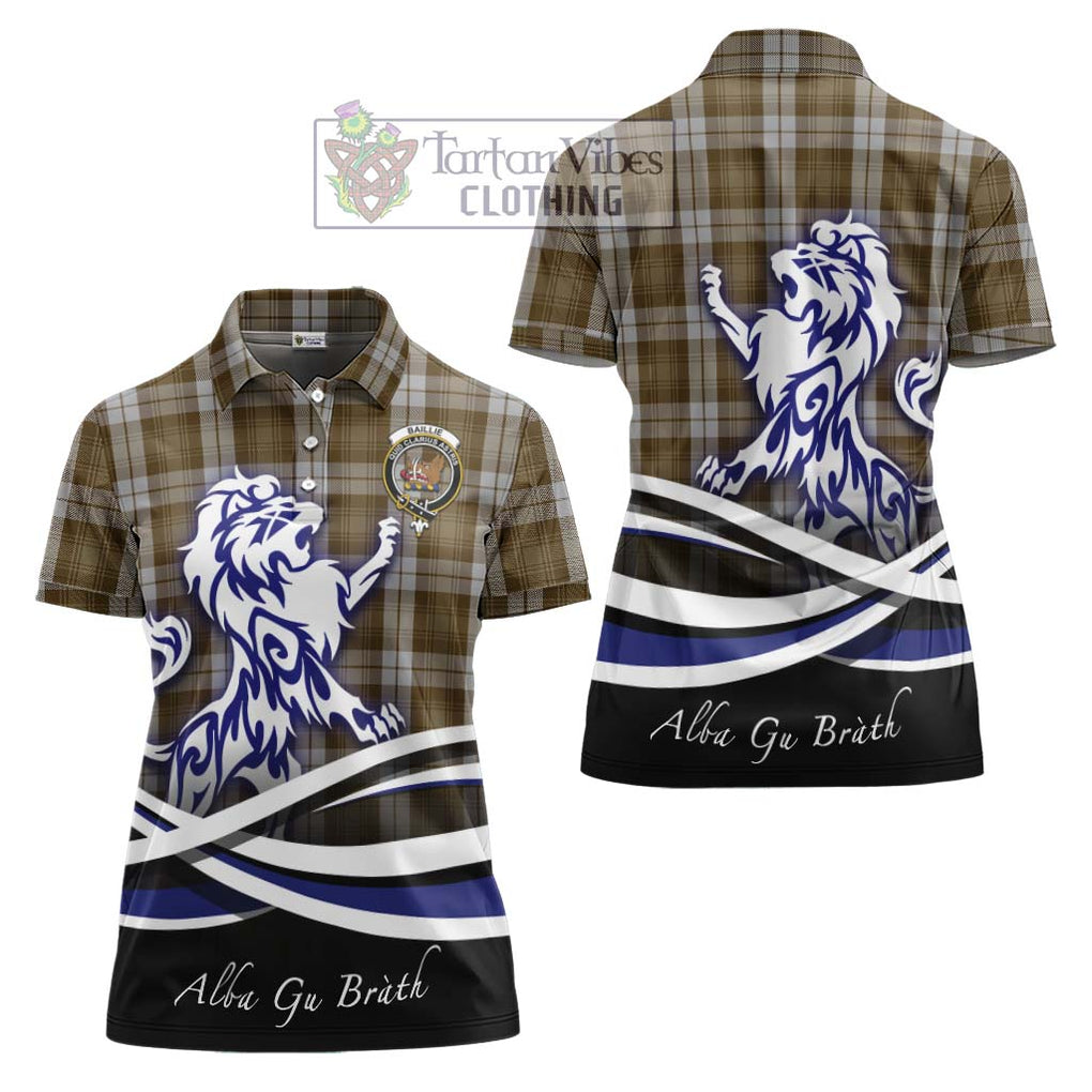 Baillie Dress Tartan Women's Polo Shirt with Alba Gu Brath Regal Lion Emblem Women - Tartanvibesclothing Shop