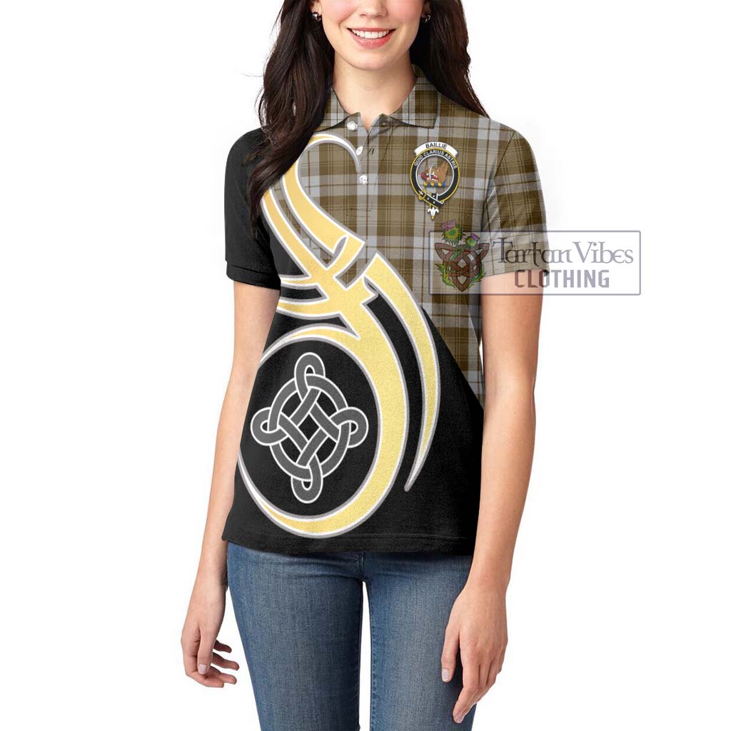 Baillie Dress Tartan Women's Polo Shirt with Family Crest and Celtic Symbol Style Women - Tartan Vibes Clothing