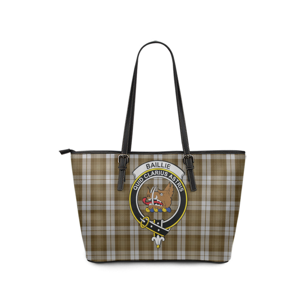 Baillie Dress Tartan Leather Tote Bag with Family Crest - Tartanvibesclothing