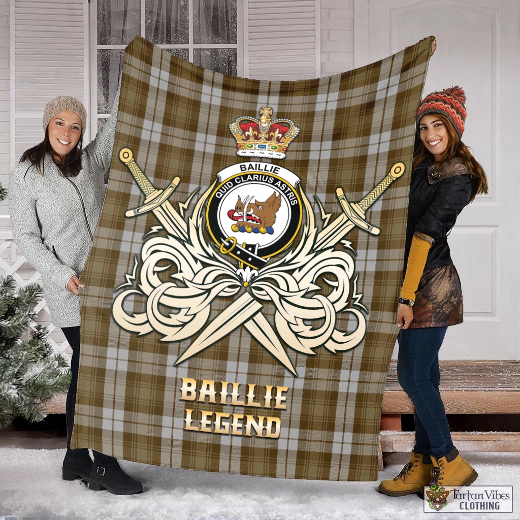 Tartan Vibes Clothing Baillie Dress Tartan Blanket with Clan Crest and the Golden Sword of Courageous Legacy