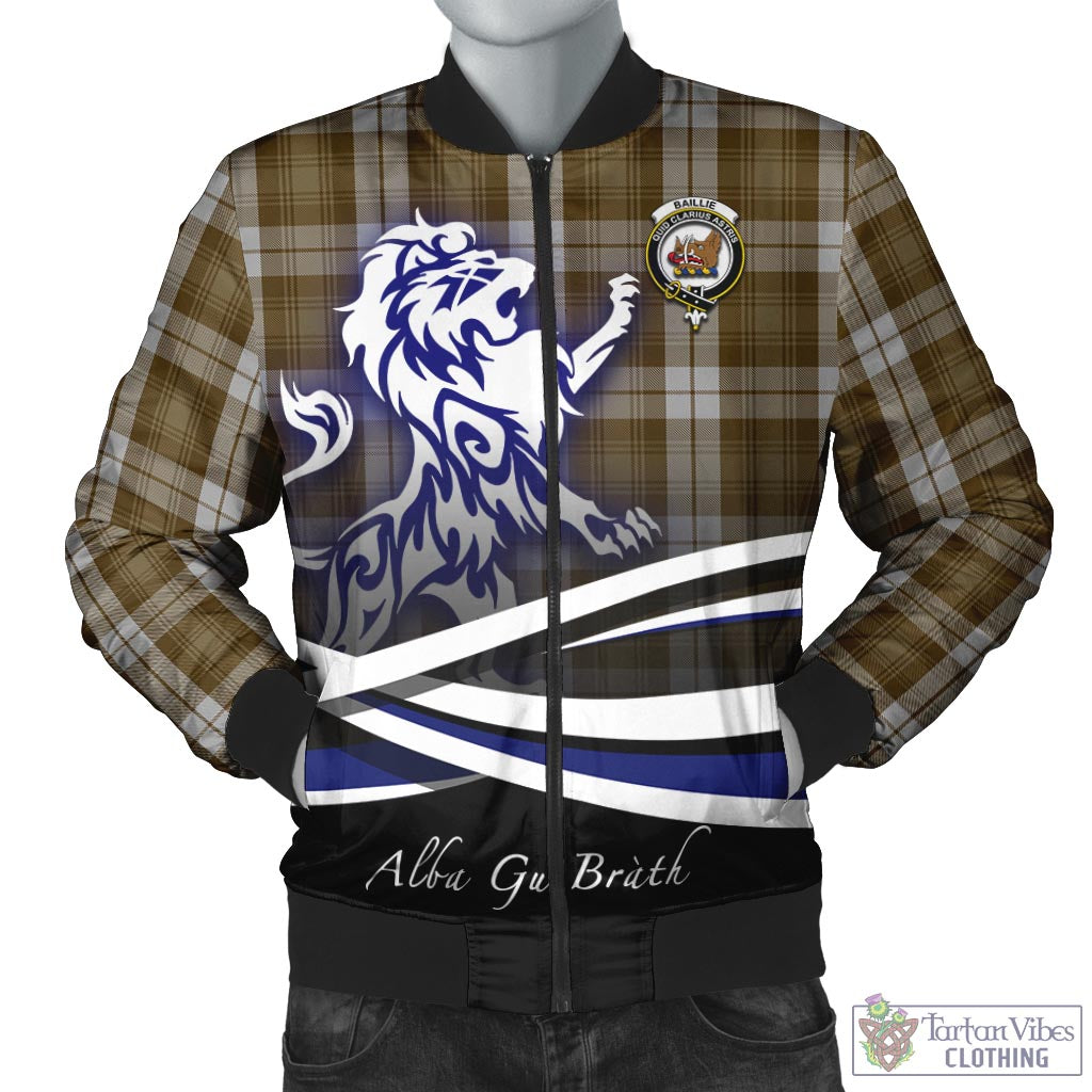 Tartan Vibes Clothing Baillie Dress Tartan Bomber Jacket with Alba Gu Brath Regal Lion Emblem