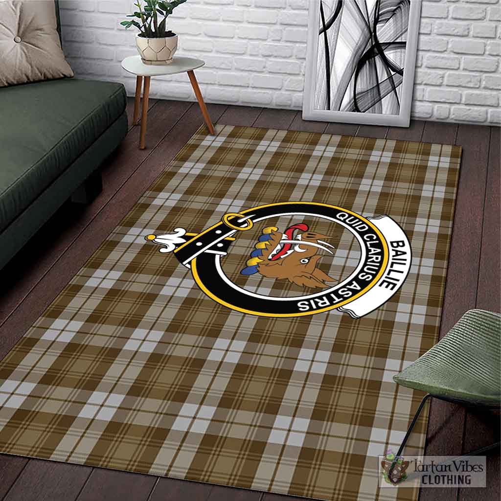 Tartan Vibes Clothing Baillie Dress Tartan Area Rug with Family Crest