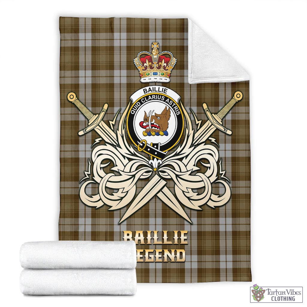 Tartan Vibes Clothing Baillie Dress Tartan Blanket with Clan Crest and the Golden Sword of Courageous Legacy