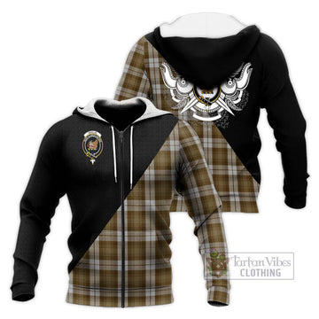 Baillie Dress Tartan Knitted Hoodie with Family Crest and Military Logo Style