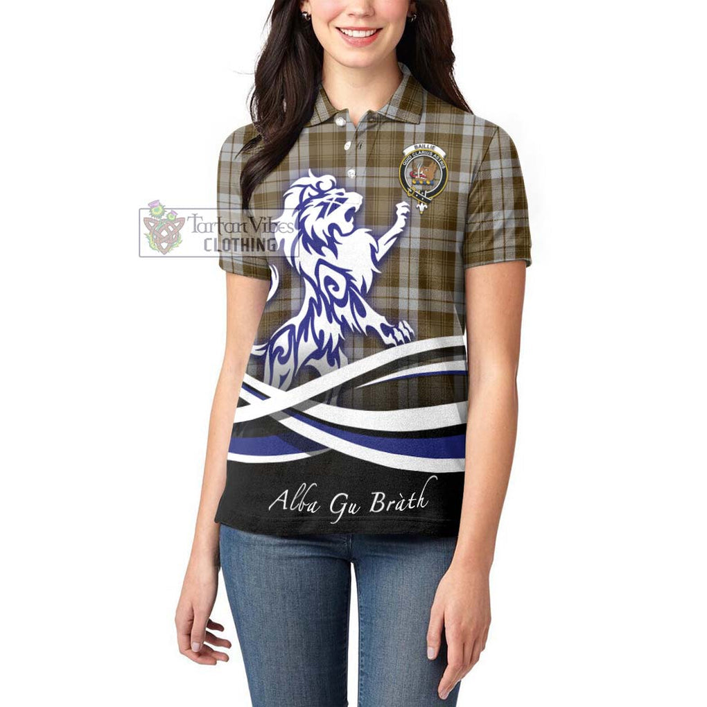 Baillie Dress Tartan Women's Polo Shirt with Alba Gu Brath Regal Lion Emblem - Tartanvibesclothing Shop