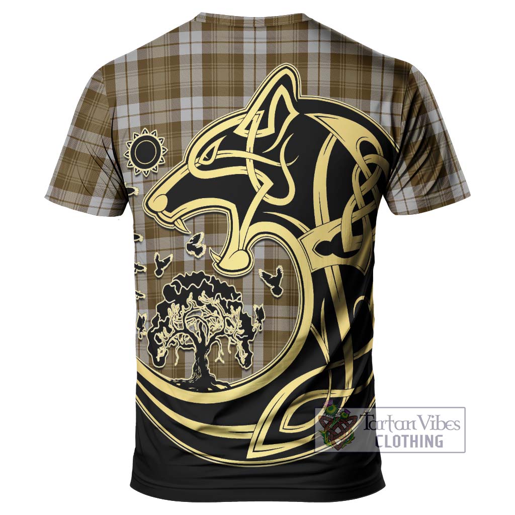Tartan Vibes Clothing Baillie Dress Tartan T-Shirt with Family Crest Celtic Wolf Style