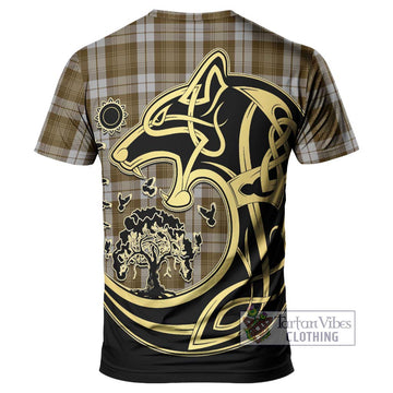 Baillie Dress Tartan T-Shirt with Family Crest Celtic Wolf Style