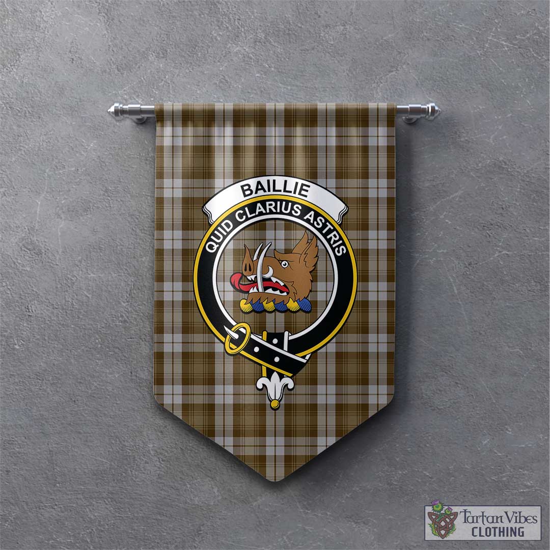 Tartan Vibes Clothing Baillie Dress Tartan Gonfalon, Tartan Banner with Family Crest