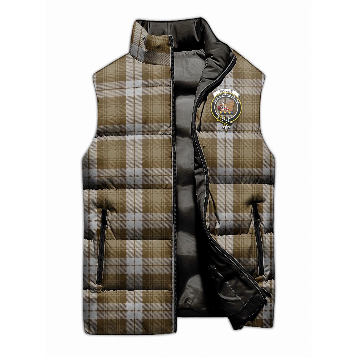 Baillie Dress Tartan Sleeveless Puffer Jacket with Family Crest - Tartanvibesclothing