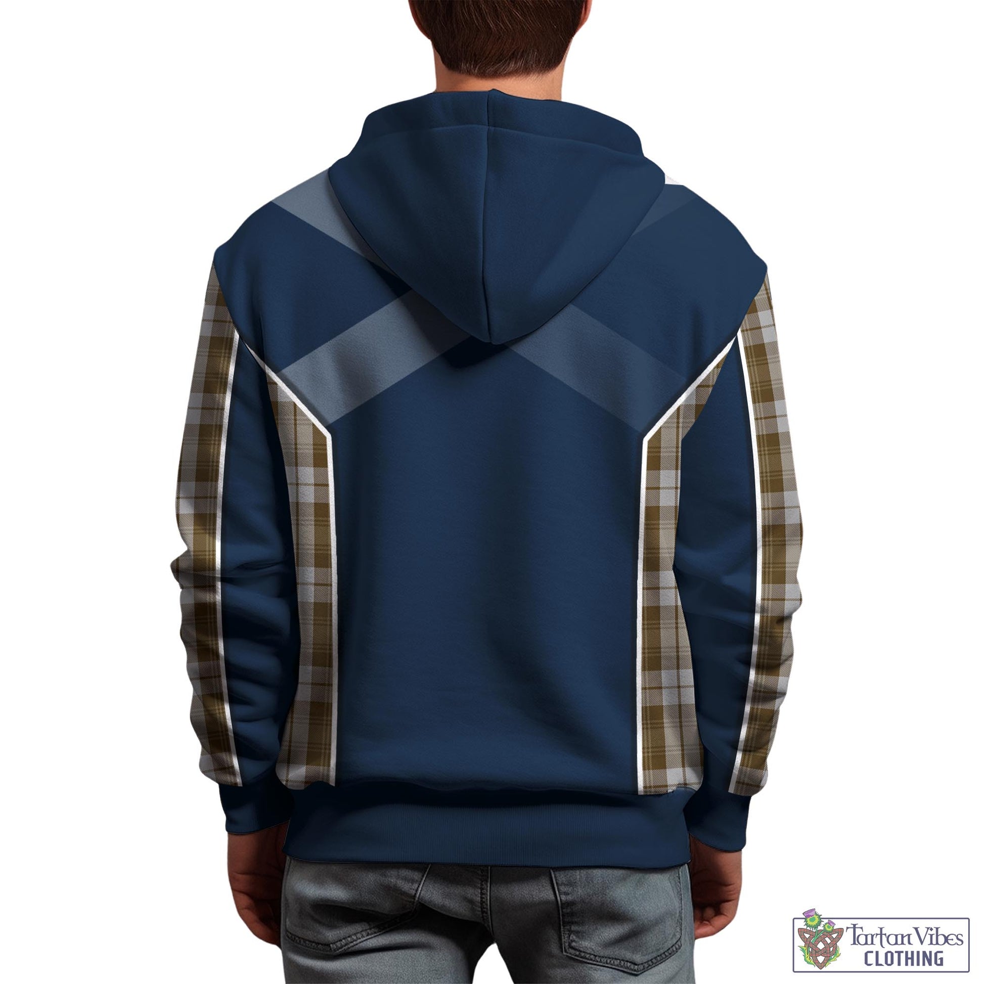Tartan Vibes Clothing Baillie Dress Tartan Hoodie with Family Crest and Scottish Thistle Vibes Sport Style