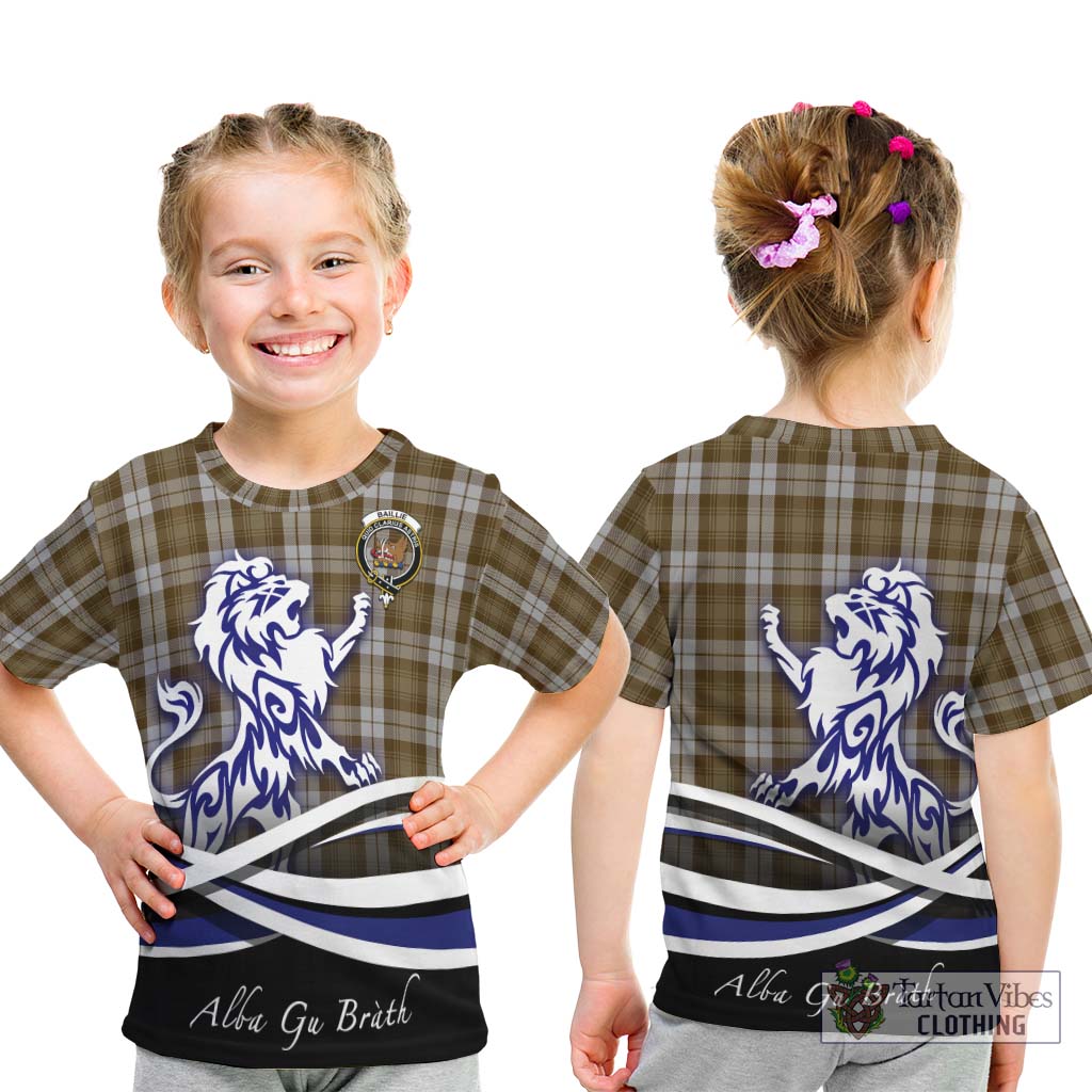 Tartan Vibes Clothing Baillie Dress Tartan Kid T-Shirt with Alba Gu Brath Regal Lion Emblem