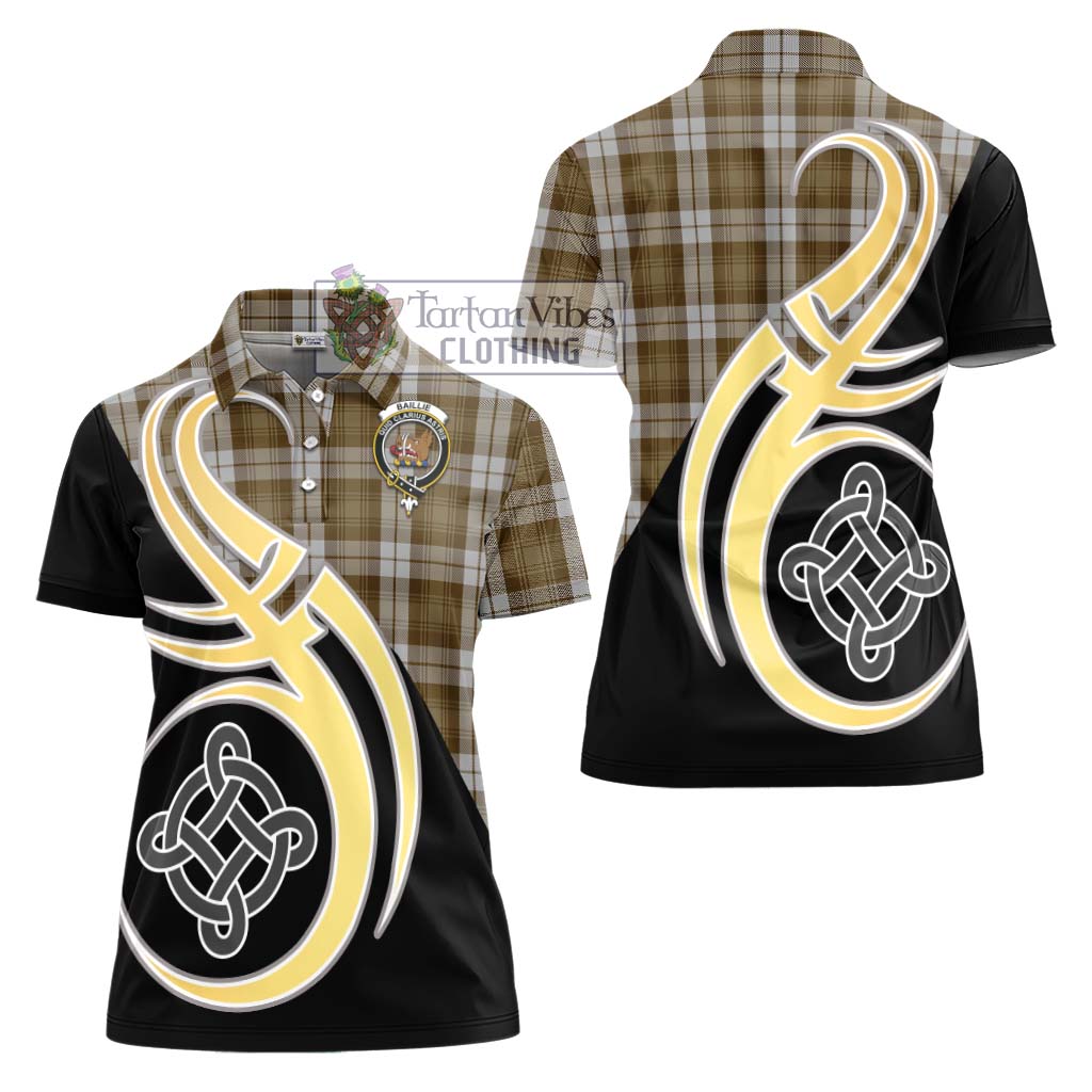 Baillie Dress Tartan Women's Polo Shirt with Family Crest and Celtic Symbol Style - Tartan Vibes Clothing